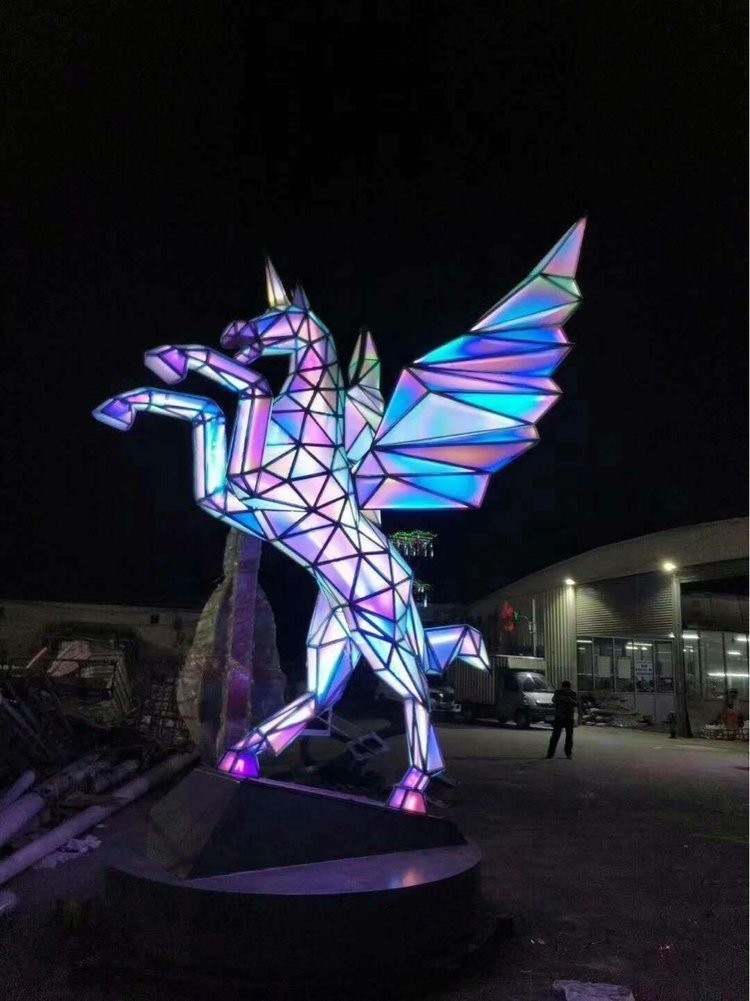 联球七彩造型灯炫彩天马灯非标发光地标灯激光雕塑艺术工程灯